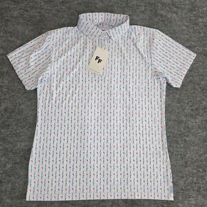 NWT FORE FATHERS‎ Polo Shirt Mens Size Medium White Golf Performance AOP Stretch